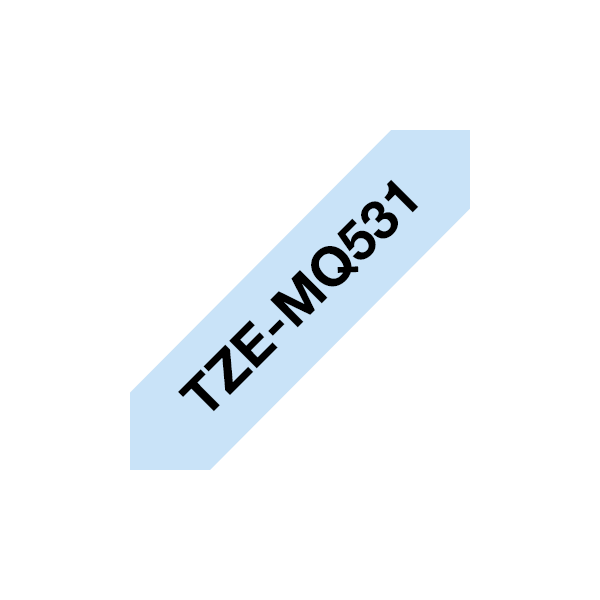 BROTHER szalag TZe-MQ531, Pasztell kék alapon Fekete, Laminált, 12mm  0.47", 4 méter (TZEMQ531)