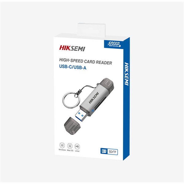 HIKSEMI Kártyaolvasó USB 3.0/Type-C SD & TF kártya, (5Gbps), Szürke (HIKVISION) (HS-HUB-CR01)