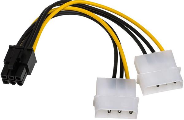 6pin PCIe táp - 2xMolex táp átalakító