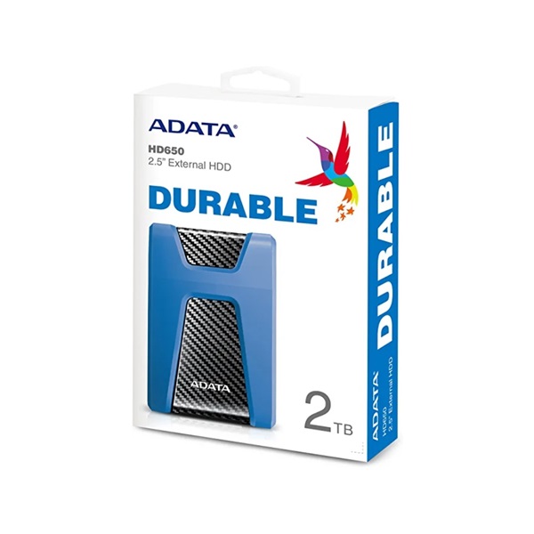 ADATA 2.5" HDD USB 3.1 2TB HD650 ütésálló, Kék (AHD650-2TU31-CBL)