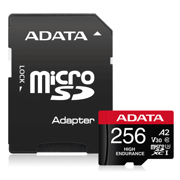 ADATA Memóriakártya MicroSDXC 256GB + Adapter ENDURANCE UHS-I A2 V30 (100/85) (AUSDX256GUI3V30SHA2-RA1)