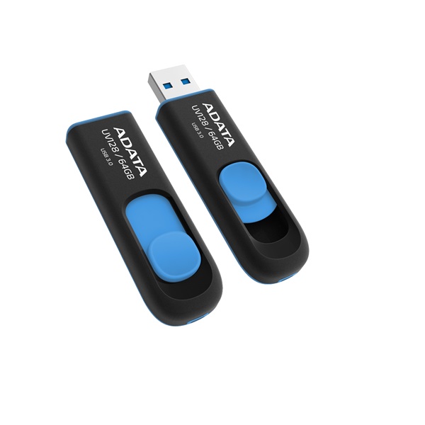 ADATA Pendrive 64GB, UV128 USB 3.1, Fekete-kék (AUV128-64G-RBE)