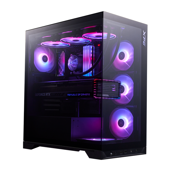 ADATA XPG Ház Midi ATX Invader X BTF, 5x120mm RGB ventilátor, Tápegység nélkül, üvegfalú, fekete (INVADERXBTFMT-BKCWW)