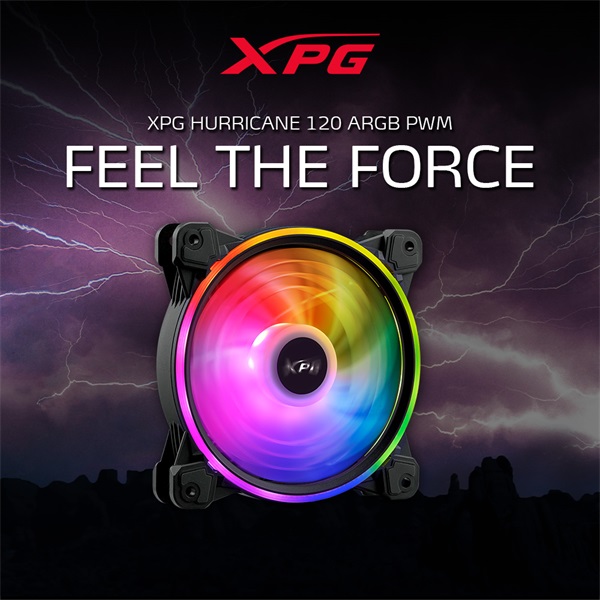 ADATA XPG Rendszerhűtő ventilátor Hurricane RGB, 12cm, fekete (HURRICANE120ARGBPWM-BKCWW)