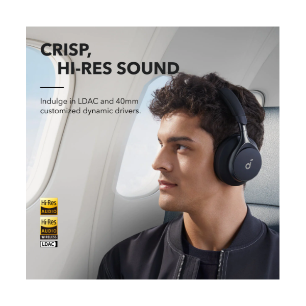 ANKER Vezeték Nélküli Fejhallgató, Soundcore Space One, Aktív Zajszűrő, fekete - A3035G11 (A3035G11)