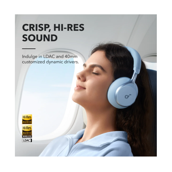 ANKER Vezeték Nélküli Fejhallgató, Soundcore Space One, Aktív Zajszűrő, kék - A3035G31 (A3035G31)