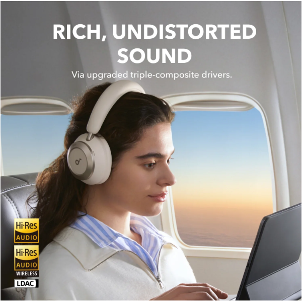 ANKER Vezeték Nélküli Fejhallgató, Soundcore Space One Pro, Összecsukható, Aktív Zajszűrő, cream white - A3062G21 (A3062G21)