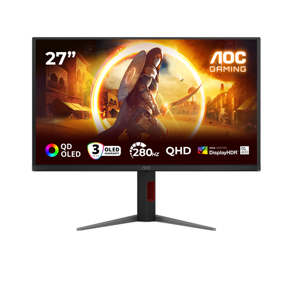 AOC Gaming OLED monitor 27" Q27G4ZD, 2560x1440, 16:9, 250cd/m2, 0,03ms, 280Hz, 2xHDMI/DP/4xUSB-A, áll.mag.,pivot (Q27G4ZD)
