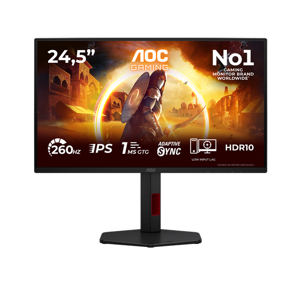 AOC IPS Gaming 260Hz monitor 24,5" 25G4ZR, 1920x1080, 16:9, 300cd/m2, 1ms, 1xHDMI/1xDisplayPort, pivot (25G4ZR)
