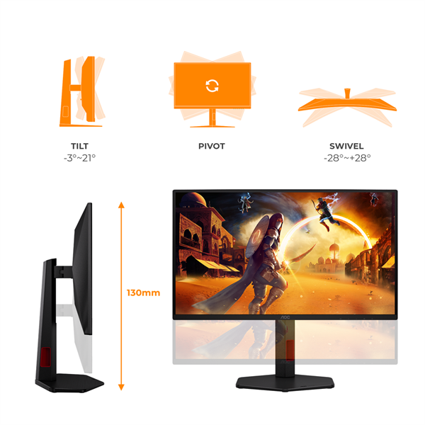 AOC IPS Gaming 260Hz monitor 24,5" 25G4ZR, 1920x1080, 16:9, 300cd/m2, 1ms, 1xHDMI/1xDisplayPort, pivot (25G4ZR)