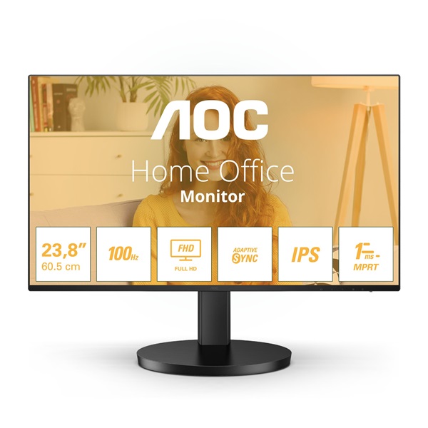 AOC IPS monitor 23.8" 24B3HA2, 1920x1080, 16:9, 250cd/m2, 14ms, VGA/HDMI, hangszóró, 100Hz (24B3HA2)