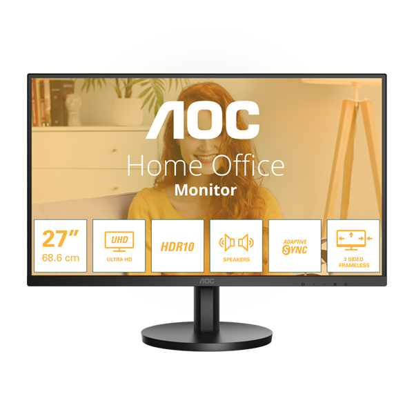 AOC IPS monitor U27B3A 27", 3840x2160, 16:9, 350cd/m2, 4ms, 2xHDMI/DisplayPort (U27B3A)