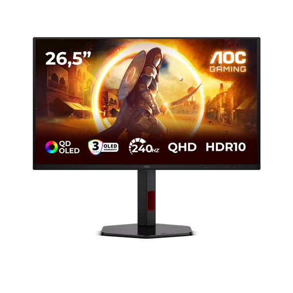 AOC Gaming OLED 240Hz monitor 26,5" Q27G4ZDR 2560x1440, 16:9, 400cd/m2, 0,03ms, DisplayPort/2xHDMI/2xUSB-A/1xUSB-B (Q27G4ZDR)