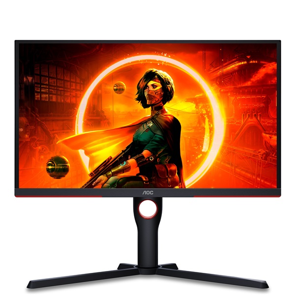 AOC Gaming 240Hz monitor 24.5" 25G3ZM/BK, 1920x1080, 16:9, 300cd/m2, 1ms, 2xHDMI/DisplayPort, áll. mag, pivot (25G3ZM/BK)