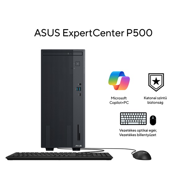 ASUS COM DT ExpertCenter P500MV-13620H1160, i7-13620, 16GB, 512GB M.2, NOOS, Szürke (P500MV-13620H1160)