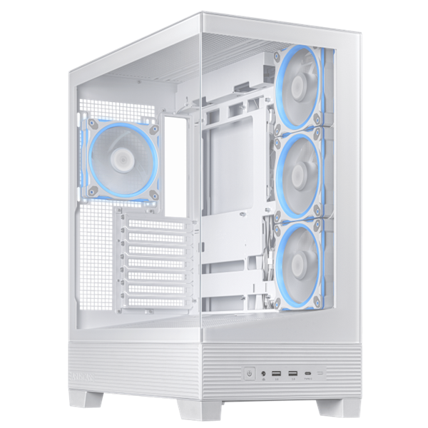 ASUS Ház A31 Plus, Tápegység nélkül, Fehér, Üvegfalú (A31 PLUS/WT/TG/ARGB)