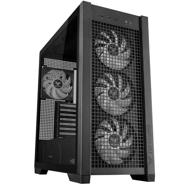 ASUS Ház TUF Gaming GT302, 650W (PRIME-650B-BLACK), Fekete, Üvegfalú (GT302/ARGB FANS/BLK + PRIME-650B-BLACK)