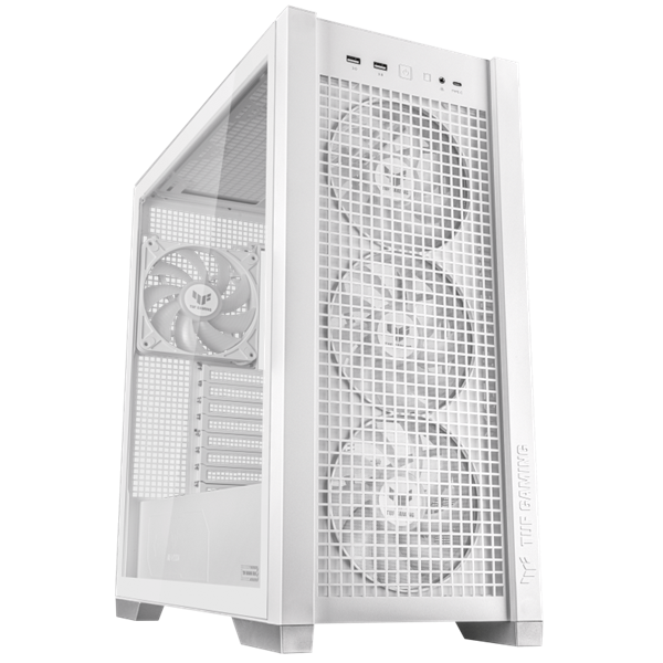 ASUS Ház TUF Gaming GT302, Tápegység nélkül, Fehér, Üvegfalú (GT302/ARGB FANS/WHT)