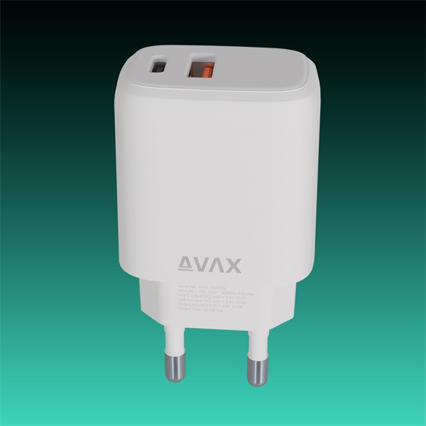 AVAX Hálózati töltő USB-A USB-C 12W, fehér (AVAX_CH312W)