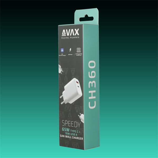 AVAX Hálózati töltő USB-A USB-C 65W, fehér (AVAX_CH360)