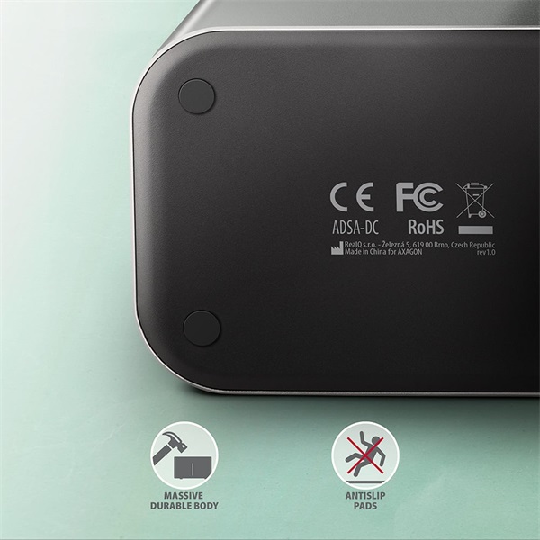 AXAGON ADSA-DC dual SATA 2.5"/3.5" SSD/HDD CLONE dokkoló, USB-C, 5 Gbps (ADSA-DC)