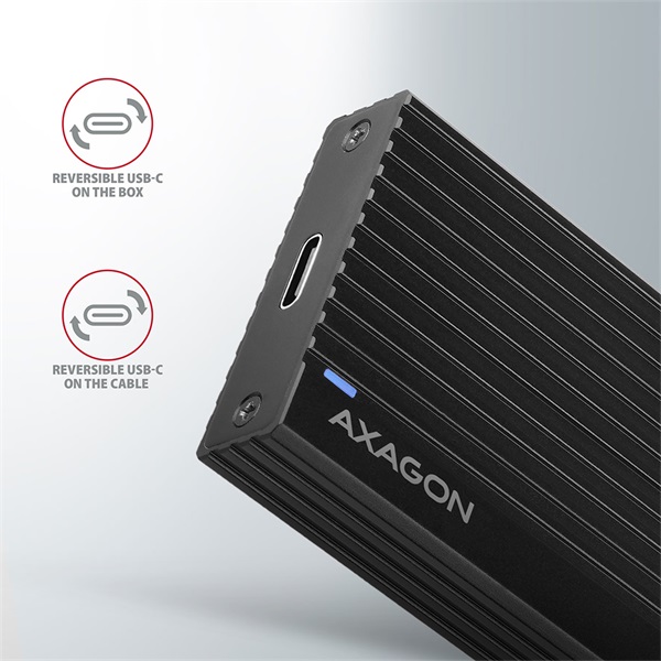AXAGON EEM2-GTR THIN RIB SUPERSPEED+ USB-C - NVME M.2 külső ház, fekete (EEM2-GTR)