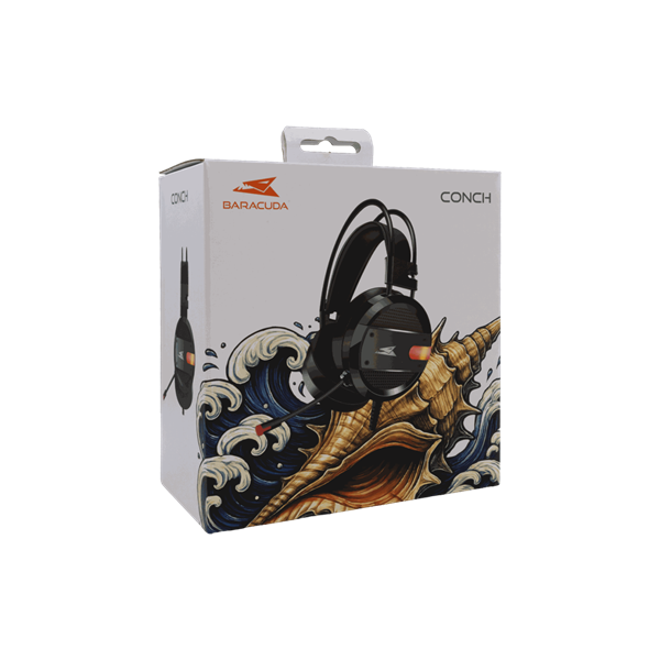 BARACUDA BGH-031B CONCH-B vezetékes gamer fejhallgató mikrofonnal, fekete (BC BGH-031B)