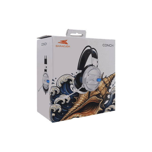 BARACUDA BGH-031W CONCH-W vezetékes gamer fejhallgató mikrofonnal, fehér (BC BGH-031W)