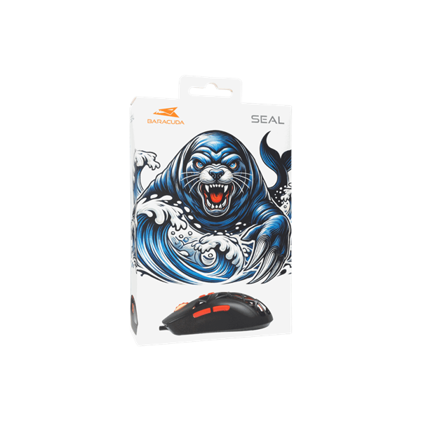 BARACUDA BGM-091B SEAL-B vezetékes gamer egér, 12800 dpi, fekete (BC BGM-091B)