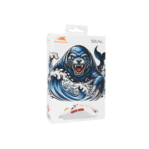 BARACUDA BGM-091W SEAL-W vezetékes gamer egér, 12800 dpi, fehér (BC BGM-092W)