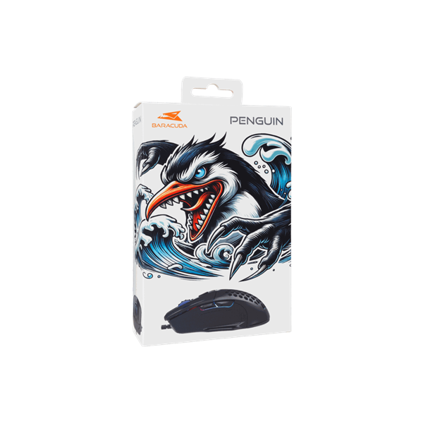 BARACUDA BGM-101B PENGUIN-B vezetékes gamer egér, 3600 dpi, rainbow MX8736B, fekete (BC BGM-101B)