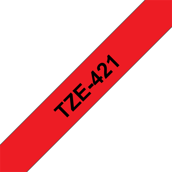 BROTHER szalag TZe-421, Piros alapon Fekete, Laminált, 9mm  0.35", 8 méter (TZE421)