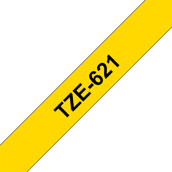 BROTHER szalag TZe-621, Sárga alapon Fekete, Laminált, 9mm  0.35", 8 méter (TZE621)