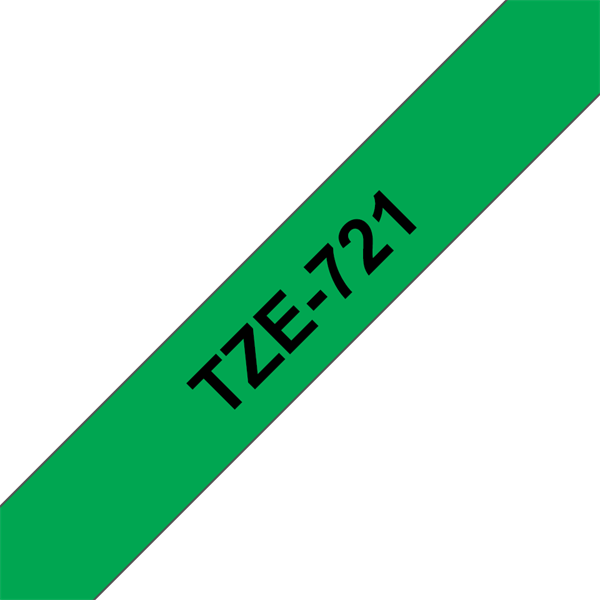 BROTHER szalag TZe-721, Zöld alapon Fekete, Laminált, 9mm  0.35", 8 méter (TZE721)