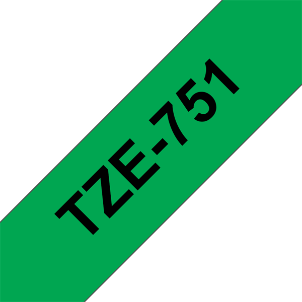 BROTHER szalag TZe-751, Zöld alapon Fekete, Laminált, 24mm  0.94", 8 méter (TZE751)