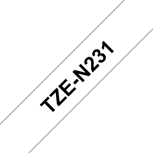 BROTHER szalag TZe-N231, Fehér alapon Fekete, Nem laminált, 12mm  0.47", 8 méter (TZEN231)