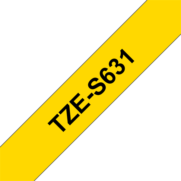 BROTHER szalag TZe-S631, Sárga alapon Fekete, Erős tapadású, 12mm  0.47", 8 méter (TZES631)