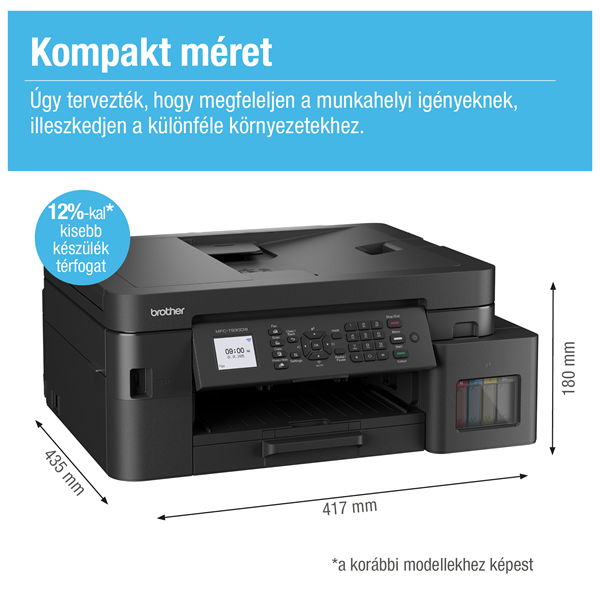 BROTHER Tintasugaras MFP NY/M/S/F, MFC-T930W, A4, színes, 13 lap/perc, WiFi/USB/LAN, 6000x1200dpi, ADF, duplex, 128MB (MFCT930DWYJ1)