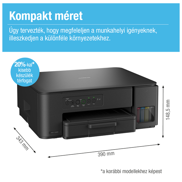 BROTHER Tintasugaras MFP NY/M/S DCP-T430W, A4, színes, 16 lap/perc, WiFi/USB, 6000x1200dpi, manuál duplex, 128MB (DCPT430WYJ1)