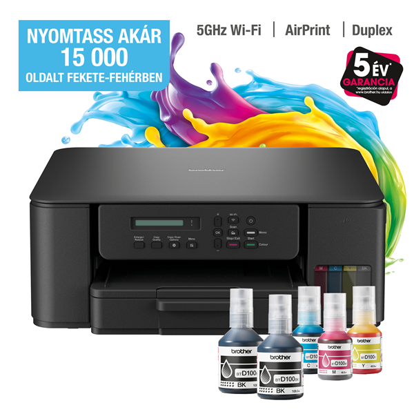 BROTHER Tintasugaras MFP NY/M/S DCP-T530W, A4, színes, 16 lap/perc, WiFi/USB, 6000x1200dpi, duplex, 128MB (DCPT530DWYJ1)