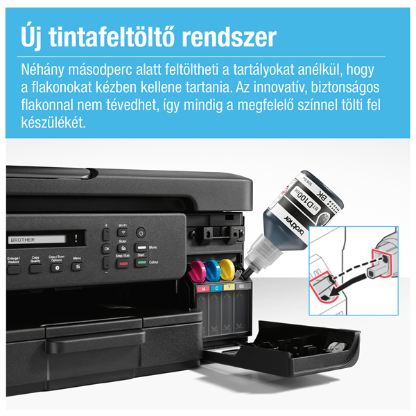 BROTHER Tintasugaras MFP NY/M/S DCP-T730W, színes, 16 lap/perc, WiFi/USB, 6000x1200dpi, ADF, duplex, 128MB (DCPT730DWYJ1)