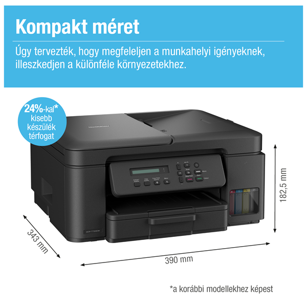 BROTHER Tintasugaras MFP NY/M/S DCP-T730W, színes, 16 lap/perc, WiFi/USB, 6000x1200dpi, ADF, duplex, 128MB (DCPT730DWYJ1)