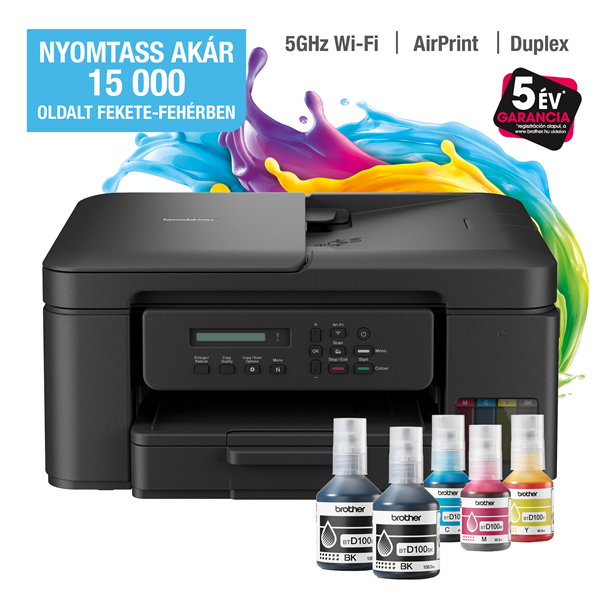BROTHER Tintasugaras MFP NY/M/S DCP-T730W, színes, 16 lap/perc, WiFi/USB, 6000x1200dpi, ADF, duplex, 128MB (DCPT730DWYJ1)