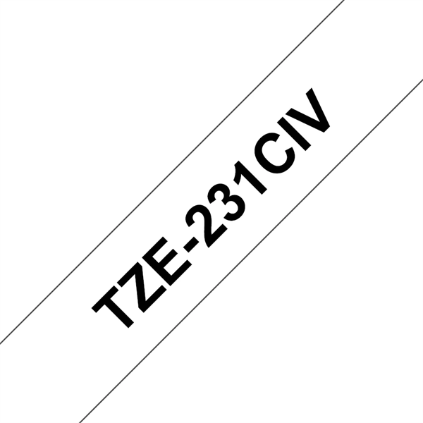 BROTHER szalag TZe-231CIV, Fehér alapon Fekete, Laminált, 12mm  0.47", 8 méter, (TZE231CIV)