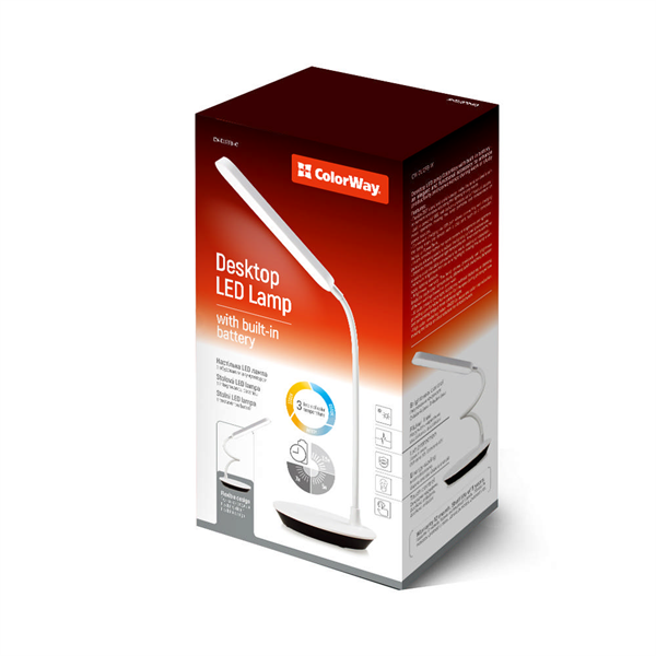 COLORWAY Asztali LED lámpa, Portable & Flexible 360, beépített akkumulátorral, Fehér (CW-DL12FB-W) (CW-DL12FB-W)