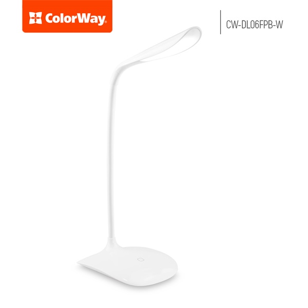 COLORWAY Asztali LED lámpa beépített akkumulátor, flexibilis, 5500-6000k, 115 lm, fehér (CW-DL06FPB-W) (CW-DL06FPB-W)