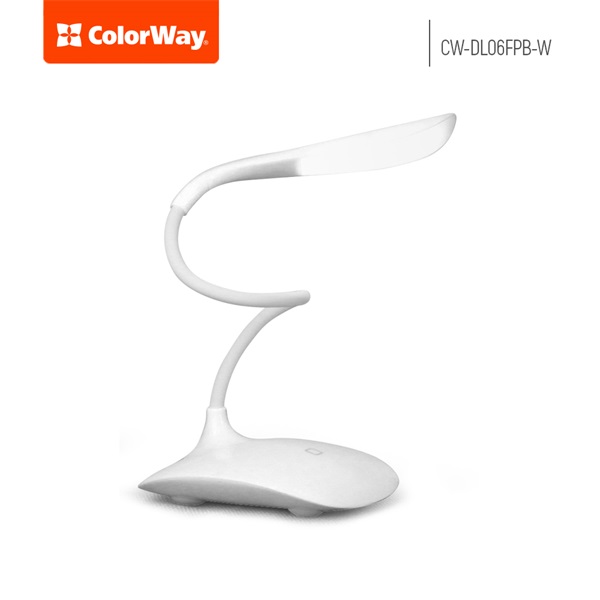 COLORWAY Asztali LED lámpa beépített akkumulátor, flexibilis, 5500-6000k, 115 lm, fehér (CW-DL06FPB-W) (CW-DL06FPB-W)
