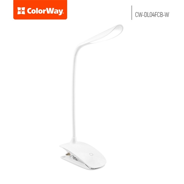 COLORWAY Asztali LED lámpa beépített akkumulátor, flexibilis, felcsiptethető, 5500-6000k, 115 lm, fehér (CW-DL04FCB-W) (CW-DL04FCB-W)