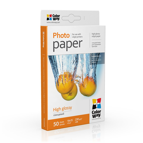 COLORWAY Fotópapír, magasfényű (high glossy), 230 g/m2, 10x15, 50 lap (PG2300504R)