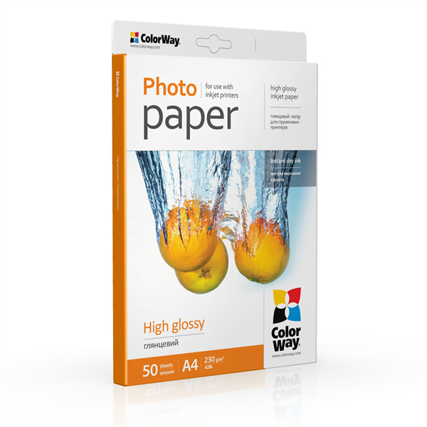 COLORWAY Fotópapír, magasfényű (high glossy), 230 g/m2, A4, 50 lap (PG230050A4)